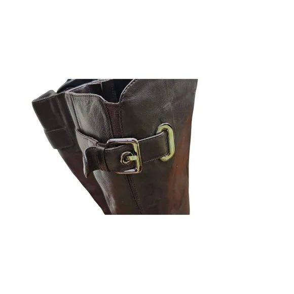 Strimma Women's Luxury chocolate Leather Lined Low Heel Tall Boots Size EU 38 - Picture 7 of 15